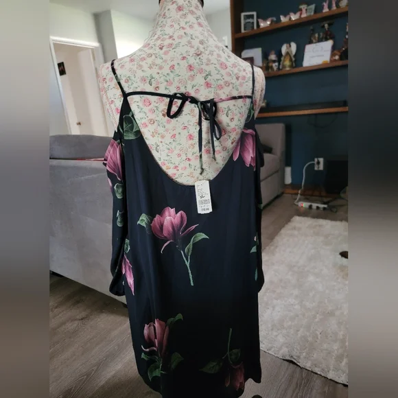 Nwt Floral Print Navy Dress Size XL - Picture 3 of 6